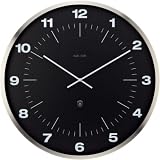 Karlsson KW0012BK Wanduhr NeverLateAgain Numbers Stahl schwarz