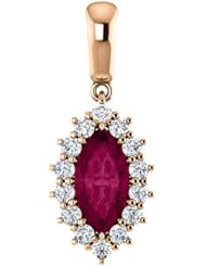 10K Rose Gold 10.00x5.00mm Marquise Cut Rhodolite Garnet and Diamond Pendant -- LIFETIME WARRANTY