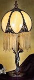 LAMPS BEAUTIFUL Victorian Style Glass and Glass Beaded Fringe Mini Table Lamp by Meyda Tiffany