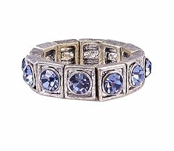 Ring - R40 - Swarovski (tm) Crystal Stretch - Square Style - Size Med ~ Tanzanite