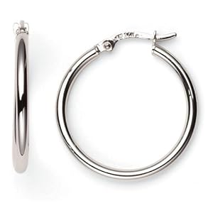 14k White Gold Hoop Earrings, (0.9 x 2mm) by
