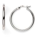 Duragold 14k White Gold Hoop Earrings, (1