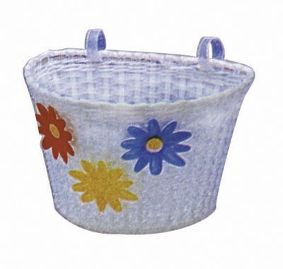 Buy Pyramid Large White Bicycle Basket with Flowers, 10.5 x 7 x 7 by Pyramid