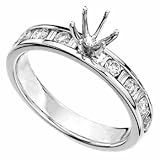 14K White Gold Chic Diamond Engagement Ring, Semi-Mount Setting