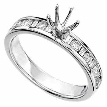 41JKF228T0L 0.74Ct.T.W. Baguette and Round Brilliant Cut Diamonds  14Kt. White Gold. Diamond Engagement Ring  Semi Mount Setting Opinions