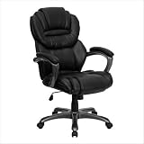 Brown Leather Executive Office Chair with Leather Padded Loop Arms