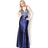 Nina Canacci Juniors Navy Hand Beaded Low Back Formal Gown Size 0-16