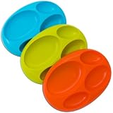 Boon Platter Edgeless Nonskid Divided Plate, Blue/Orange/Green