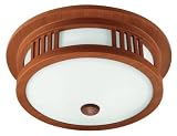 American Fluorescent MIF213KECT Two-Light 13-Watt 14-Inch, Oak Veneer Mission Flush Mount Light Fixture