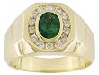 14K Yellow Gold Man's Emerald and Diamond Ring