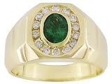 14K Yellow Gold Man's Emerald and Diamond Ring