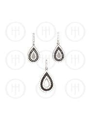 Sterling Silver -Micro Pave Earrings Pendant Set (PS-1001-B)