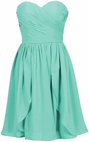 Strapless Chiffon bridesmaid dresses Prom Dress Cocktail tiffany blue US 14