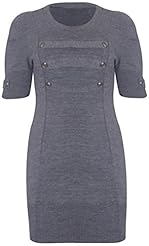 Plus Size Acrylic/Elastane/Knit Ruched Puff Sleeves  Dress