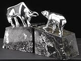 Designer Wall Street Stock Market  Bull and Bear Solid Brass Chrome Plated On Marble Bookends