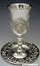 Silver Plated Kiddush Wine Cup Grapes Design on Base and matching Coaster