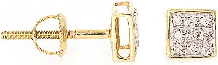 Diamond Dome Shape Small Mens Stud Earrings in 10k Yellow Gold(0.07 ctw)