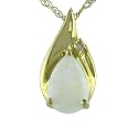 10K Yellow Gold .02 CTW Diamond Pear Opal Pendant