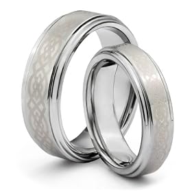 His & Her's 8MM/6MM Tungsten Carbide Wedding Band Ring Set w/Laser Etched Celtic Design (Available Sizes H - Z+2) EMAIL US WITH YOUR SIZES