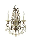 AF Lighting 7169-3H Golden Palace Candle Base Mini Chandelier, Antique Gold with Antiqued Glass Accents