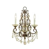 AF Lighting 7169-3H Golden Palace Candle Base Mini Chandelier, Antique Gold with Antiqued Glass Accents by Elements