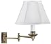 Antique Brass With Shade Plug-In Swing Arm Wall Lamp