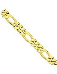 14K Gold Heavy Figaro Chain Bracelet 8.5"