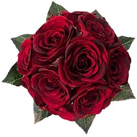 Realistic Red Rose Silk Floral Bridal Bouquet/Centerpiece (10