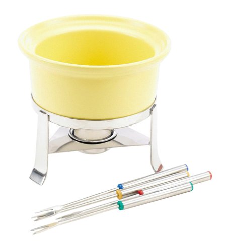 Chantal 3-Cup Ceramic Fun Fondue Set, Butter Yellow
