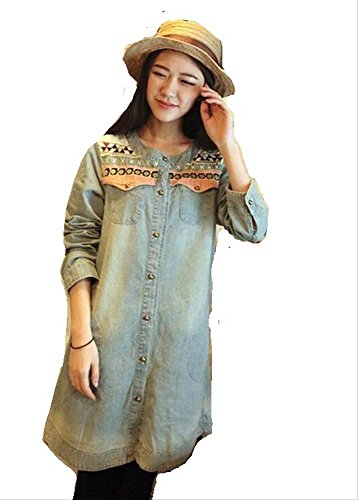 Sta.ANA(サンタ・アナ)  森ガール風 ロング デニムシャツ レディース フリーサイズ