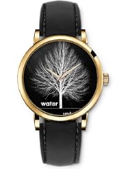 SPRAWL Aanalog Fashion Series Gold Ladies Watches of Genuine Black Leather Strap,Unique Wrist Watch for Women Girls Designed with dry tree