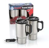 Set of 2 Heated Stainless Steel Travel Mugs