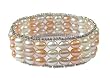 3 Rows of Fresh Water Multi-Colored Pearls with Sterling Silver