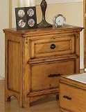 Nightstand with Cottage Style Panels in Rustic Oak Finish