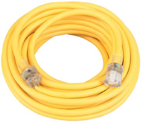 Coleman Cable 01699 100-Feet 12/3 Contractor Extension Cord with Lighted End
