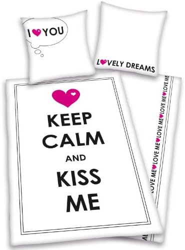 Keep Calm &amp; Kiss Me Single Duvet Cover &amp; Pillowcase Set