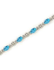 10kt Yellow Gold Oval Blue Topaz and Diamond Bracelet