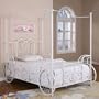Powell Princess Emily Shabby Chic White with Pink Sand-Through Carriage Canopy Full Bed Includes Bed Frame