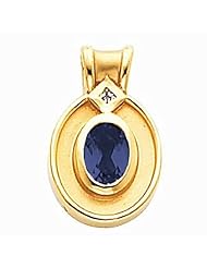 18K Yellow Gold Oval Cut Tanzanite and Diamond Pendant -- LIFETIME WARRANTY