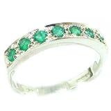 Solid English Sterling Silver Ladies Natural Emerald Eternity Band Ring - Finger Sizes 5 to 12 Available