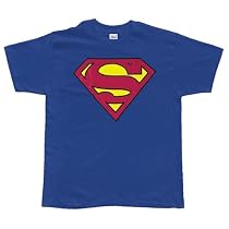 Superman - Classic Yellow Shield Logo on Blue T-Shirt