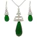 Necklace Earring Sterling Silver Swarovski Crystals Emerald May Birthstone Swirl Jewelry Set Gift Bucasi SALE