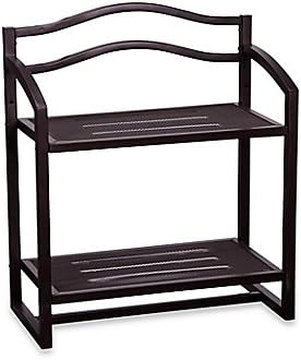 Household Essentials 2-Tier Metal Wall Mount Storage Shelf in Chocolate Brown