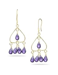 6.50 Cts Amethyst Briolette Earrings in 18K Yellow Gold