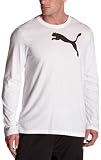 Puma Men's Long Sleeve Cat Tee,White-Coffee Bean,Medium