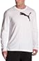 Puma Men's Long Sleeve Cat Tee,White-Coffee Bean,Medium