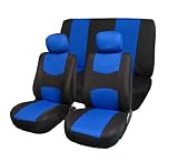FH-FB050112 Flat Cloth Car Seat Covers Blue / Black Color