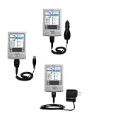 Deluxe Kit for the Sony Clie TJ25 includes a USB cable with Car and Wall Charger - Gomadic Brand w/ TipExchange Technology