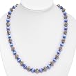 Handmade Blue-White Fusion Glass & Silver Tone Necklace