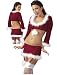 Orion Sexy Weihnachts Kostüm für die Frau aus rotem Samt mit weißen Federn - Gr. XL